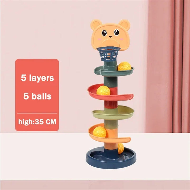 Baby Rotating Track Stacking Montessori Rolling Ball Tower Toys Early Parent Child Education Interactive Children'S Toy Gifts