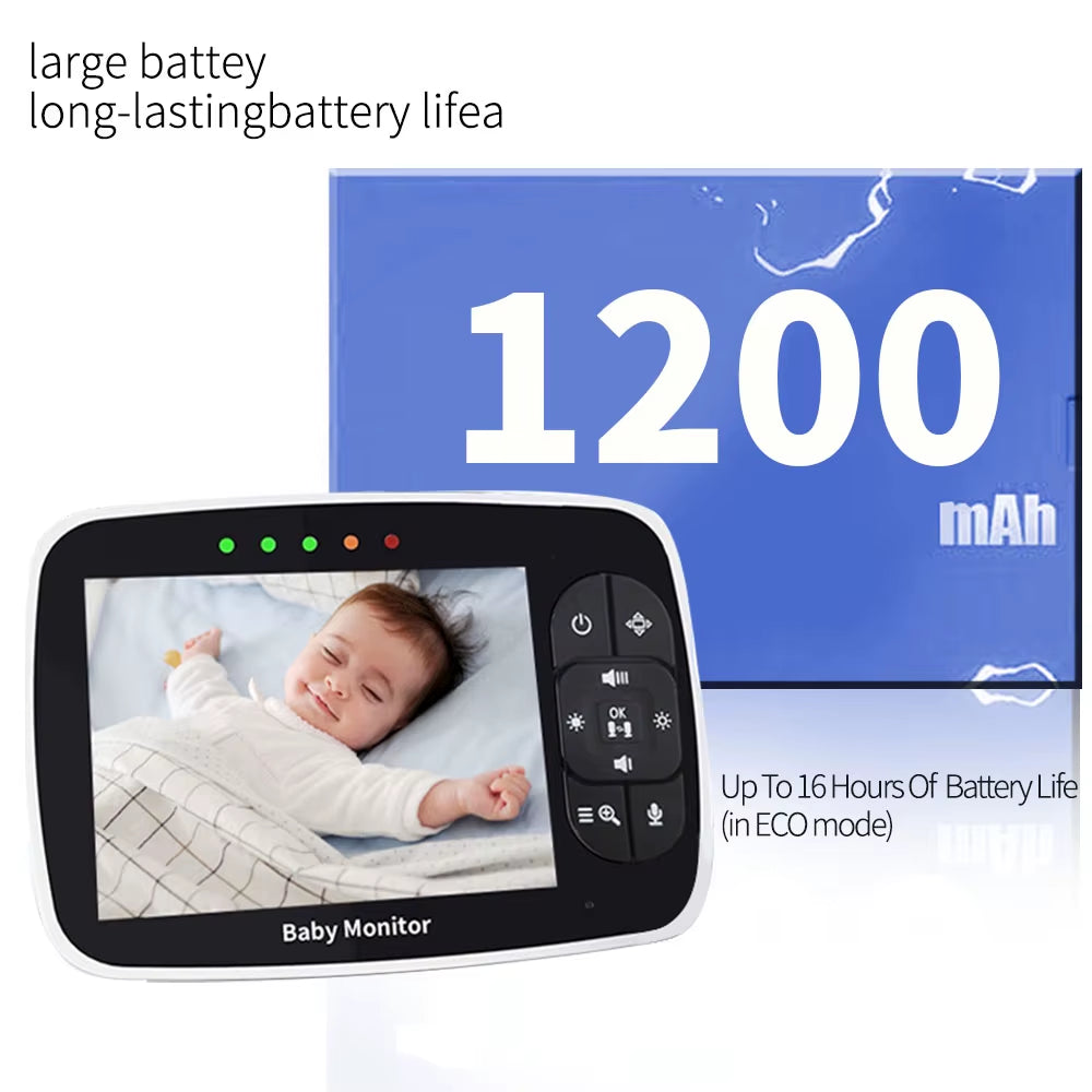 3.5 Inch Video Baby Monitor Infrared Night Vision Wireless Video Baby Monitor with Remote Camera Pan-Tilt-Zoom