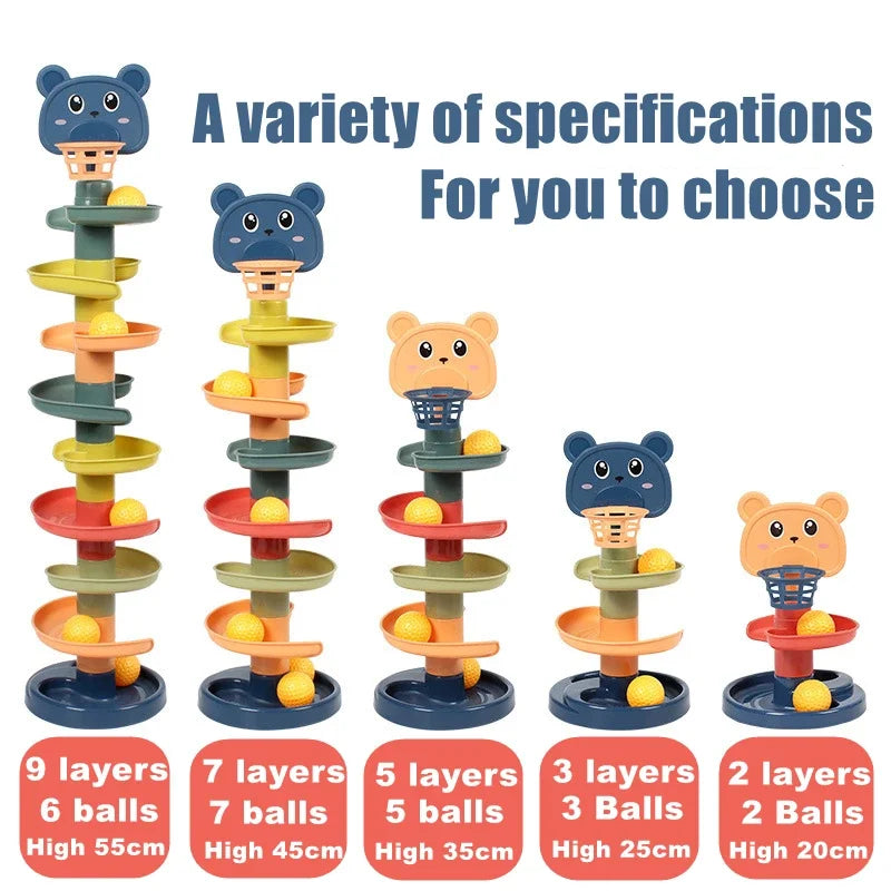 Baby Rotating Track Stacking Montessori Rolling Ball Tower Toys Early Parent Child Education Interactive Children'S Toy Gifts