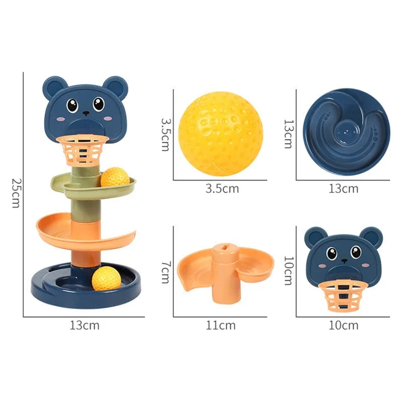 Baby Rotating Track Stacking Montessori Rolling Ball Tower Toys Early Parent Child Education Interactive Children'S Toy Gifts