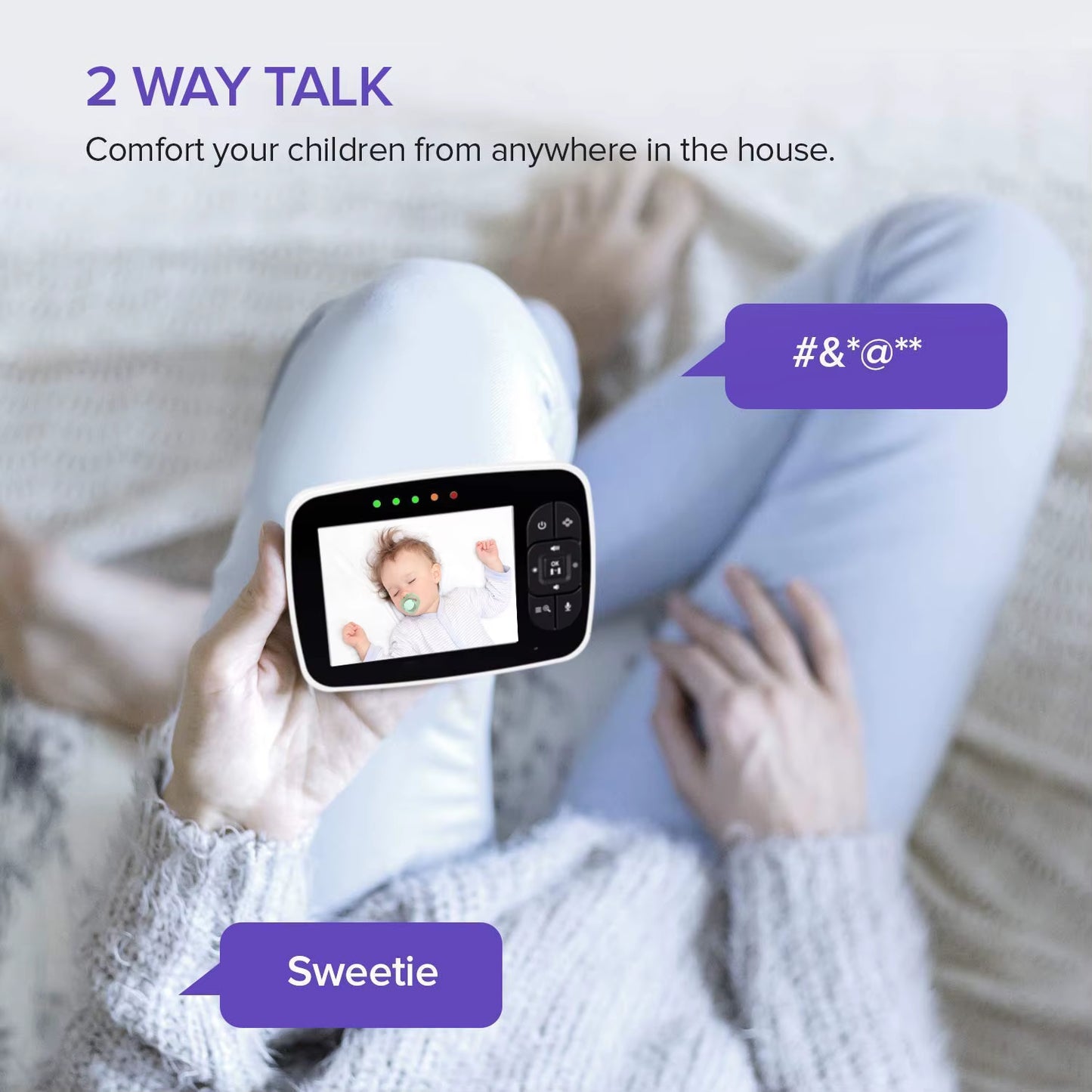 3.5 Inch Video Baby Monitor Infrared Night Vision Wireless Video Baby Monitor with Remote Camera Pan-Tilt-Zoom