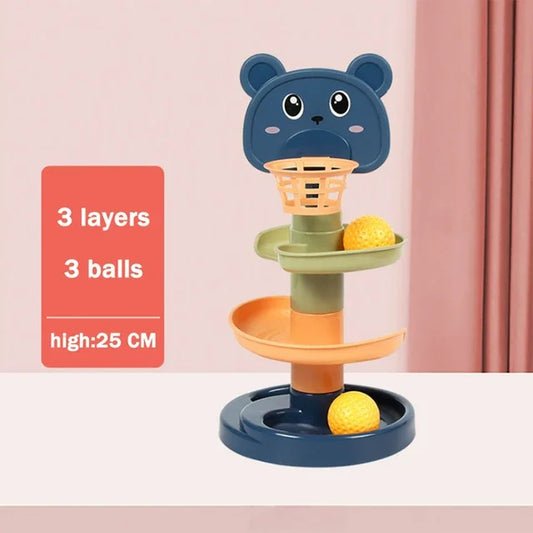 Baby Rotating Track Stacking Montessori Rolling Ball Tower Toys Early Parent Child Education Interactive Children'S Toy Gifts