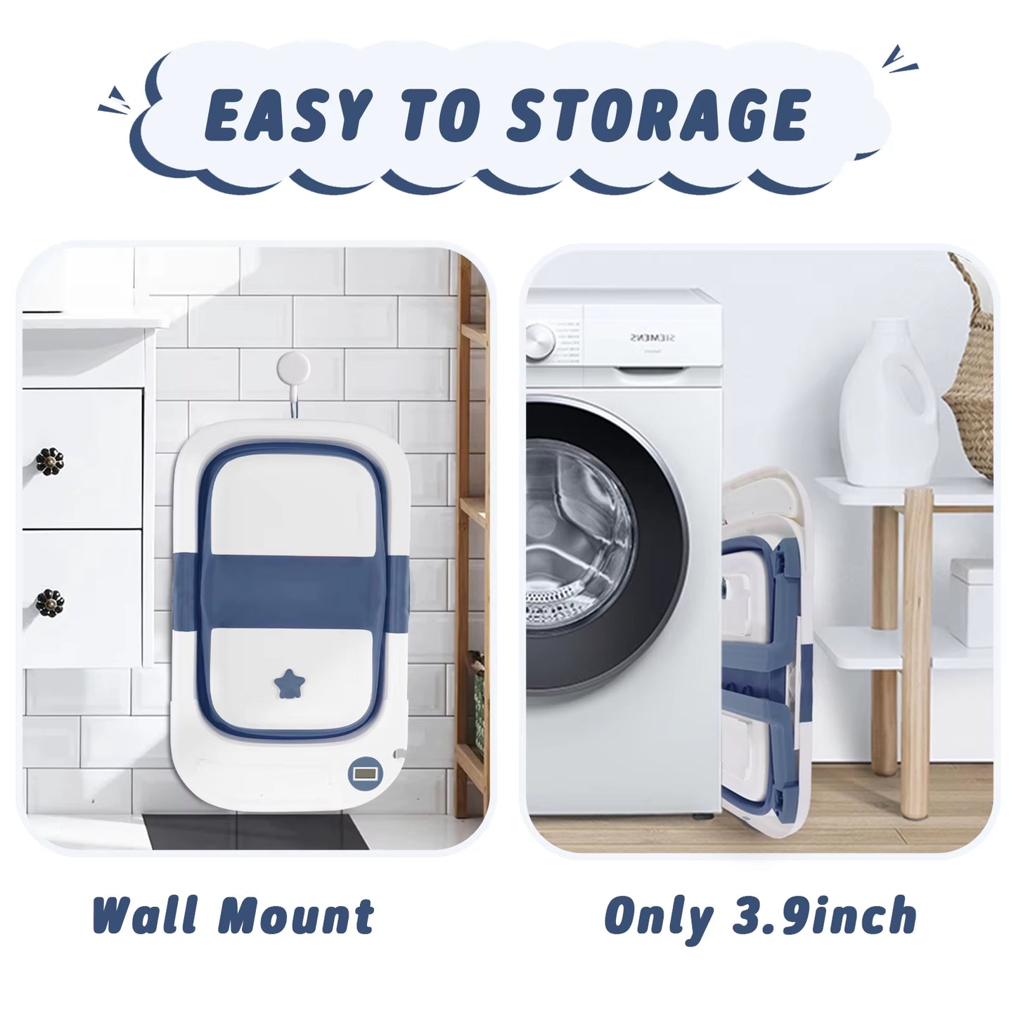 Baby Bathtub,Baby Bath Tub with Soft Cushion & Thermometer,Baby Bathtub Newborn to Toddler 0-36 Months,Portable Travel Baby Tub